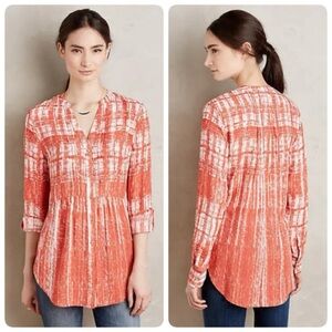 ANTHROPOLOGIE Maeve Calia Tunic Top Orange Blouse Size 2